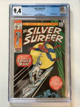 Silver Surfer 14 Cgc 9.  4 (nm) White Pages Spider - Man Appearance