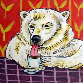 Polar Bear Coffee Shop Ceramic Animals Art Tile Coaster Impressionism Artist