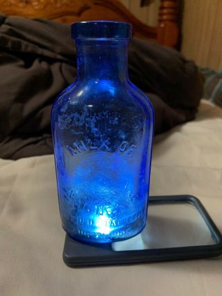Antique Blue Glass Phillips Milk Of Magnesia Bottle