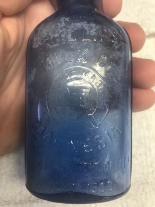 Antique Blue Glass Phillips Milk Of Magnesia Bottle 3