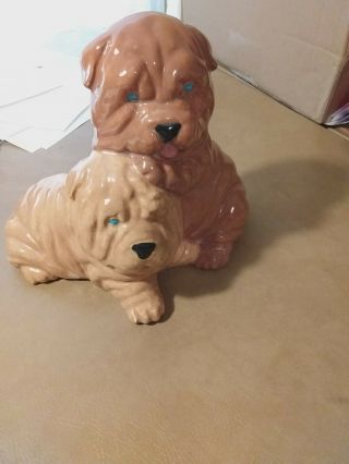 Porcelain Figurine Of Two Shar Pei Dogs