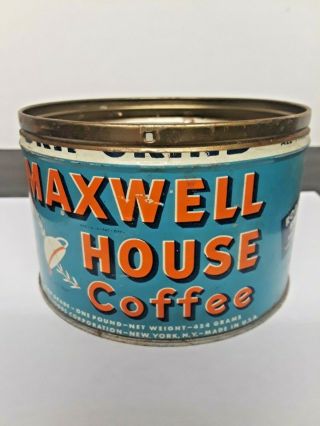 Vintage Maxwell House 1 Lb Coffee Can Tin Advertising No Top