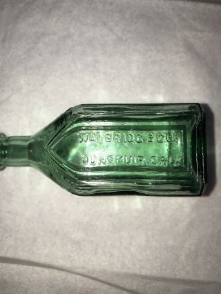 Vintage Green Glass Chief Wahoo Electric Tohic Bottle 3 " Apothecary