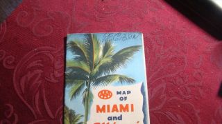 Vintage 1950s AAA Miami and Miami Beach Florida Road Map Petroliana 2