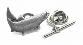 Pewter Trout Fish Tie Tack / Lapel Pin
