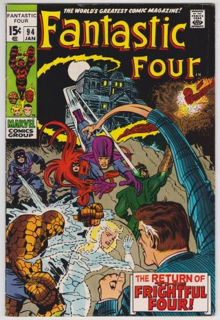 Fantastic Four 94 Vf - 7.  5 Return Of The Frightful Four Stan Lee Jack Kirby Art