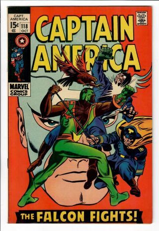 Captain America Marvel Comics 118 October 1969 Stan Lee Writer The Falcon Fights
