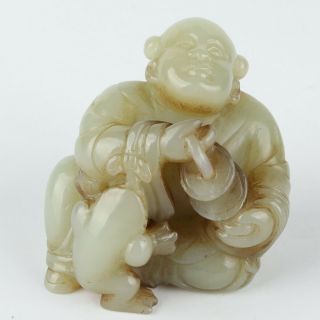Antique Chinese Hetian Jade Carved Figure And Frog