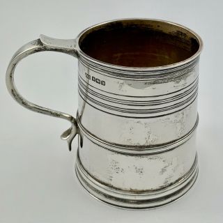 Antique English Heavy Solid Sterling Silver Tankard Mug - Sheffield 1913