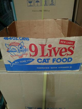 Vintage Empty Cardboard Box/ 9 Lives Cat Food.
