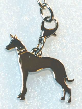 Ibizan Hound Dog Silver Alloy Jewelry Purse Charm Dangle Zipper Pull Key Chain