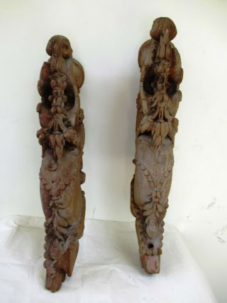 Antique Decorative Indian Corbels Brackets Hand Carved Teak Wooden Gujarat F