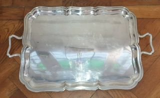 Very Large 19th C Victorian Heavy Silver Plated Butlers Tray 68cm