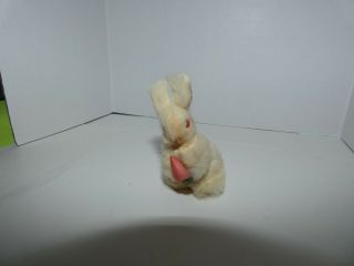 Vintage Miniature Real Fur Bunny Rabbit With Spun Cotton Carrot 2 3/4 " Tall