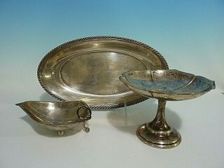 Vintage Solid Sterling Silver Scrap Or Use / Dish Tray Compote 522 Grams