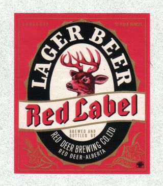 Beer Label - Canada - Red Label Lager Beer - Red Deer Brg.  Co.  - Alberta
