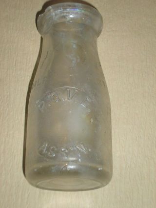 Vintage 1/2 Pint Milk Bottle,  R.  G.  V.  D.  Assn. ,  El Paso,  Texas Area,  Good Cond.