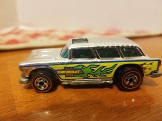 VINTAGE 1969 HOT WHEELS RED LINE SILVER ALIVE 55,  CHEVY BEL AIR NOMAD,  HONG KONG 2