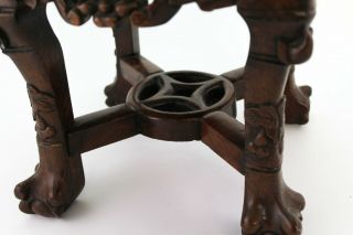 Chinese Carved Rosewood Occasion Table Round Marble Top Plant Stand E/0104 4