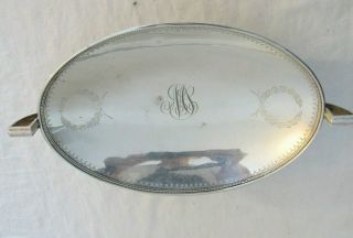 Vintage Sterling Silver Oval Pedestal Bowl With Handles 412g