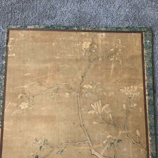 Rare old Chinese embroidered silk panel with birds - Qianlong/Jiaqing 2