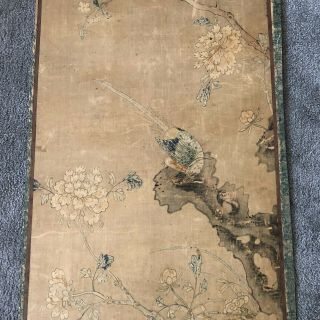 Rare old Chinese embroidered silk panel with birds - Qianlong/Jiaqing 4