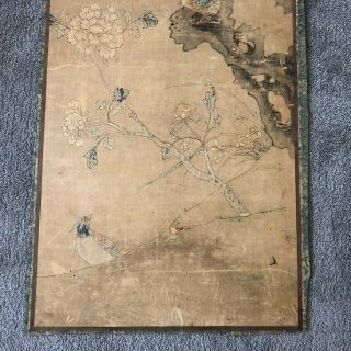 Rare old Chinese embroidered silk panel with birds - Qianlong/Jiaqing 5