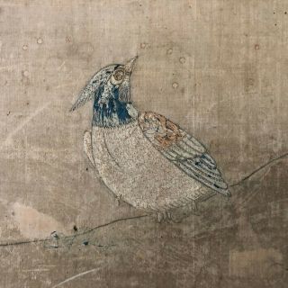 Rare old Chinese embroidered silk panel with birds - Qianlong/Jiaqing 6