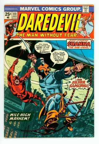 Daredevil 111 Fn - 5.  5 1st Silver Samurai Comic 1974