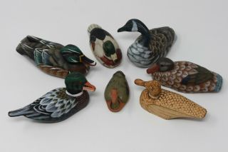 DUCK,  DUCK,  GOOSE VINTAGE set of 7 HP Wood / Ceramic Ducks,  PRC Pacific Rim 2