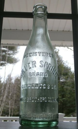 Vintage Silver Spring Brand Sage Green Mineral Water Bottle - Bowles Brothers Co.