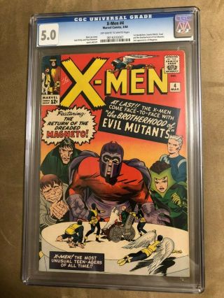 Marvel X - Men 4 Cgc 5.  0 Ow/w First Appearance Scarlet Witch Quicksilver