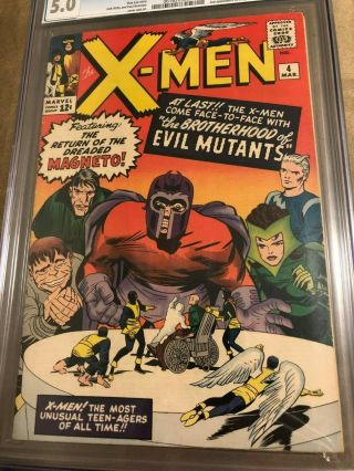 Marvel X - Men 4 CGC 5.  0 OW/W First Appearance Scarlet Witch Quicksilver 3