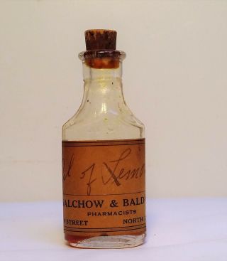 Salchow & Baldwin Pharmacists Bottle W/paper Label North East Pa Circa 1910