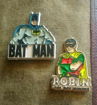 Vintage Classic Dc Comics " Batman And Robin " Plastic Fridge Magnets