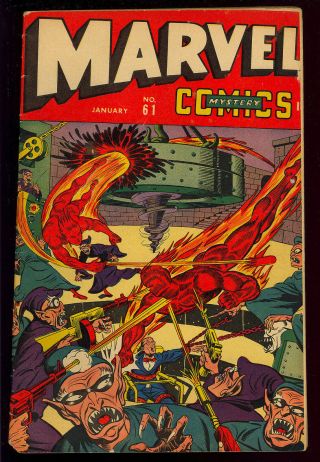 Marvel Mystery Comics 61 (glue) Human Torch Wwii Timely 1945 App.  Vg,