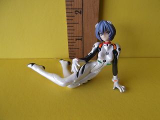 Evangelion Rei Ayanami 3 " In Pvc Figure Kinda Laying Posing White Plug Suit Sexy