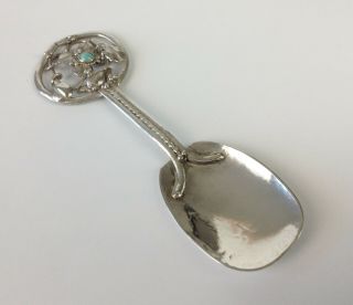 Antique Arts Crafts Solid Silver Spoon Set Nouveau Cabochon Ramsden Carr Liberty 9