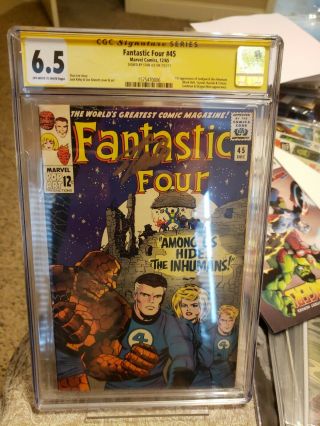 Fantastic Four 45 Cgc 6.  5 Ss Signed Stan Lee 1st Inhumans