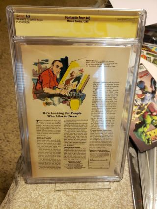 Fantastic Four 45 CGC 6.  5 SS Signed Stan Lee 1st Inhumans 2