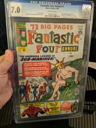 Fantastic Four Annual 1 Cgc 7.  0 Ow (1963) Sub - Mariner & Spider - Man