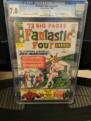 Fantastic Four Annual 1 CGC 7.  0 OW (1963) Sub - Mariner & Spider - Man 2