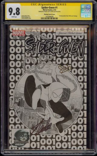 Stan Lee Signed Spider Gwen 1 Cgc 2x Ss 9.  8 Phantom Sketch Variant Cover Movie