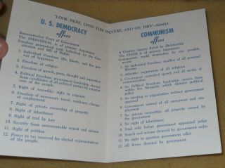 1950 ' s General Federation of Women ' s Clubs Brochure Democracy vs Communism 2
