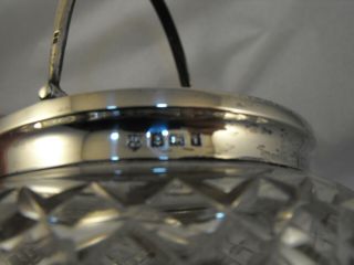 Biscuit barrel with Solid Silver top,  handle,  rim,  B ' Ham 1908,  J Sherwood & Sons 5