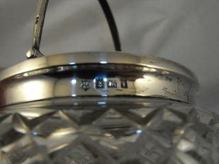 Biscuit barrel with Solid Silver top,  handle,  rim,  B ' Ham 1908,  J Sherwood & Sons 6