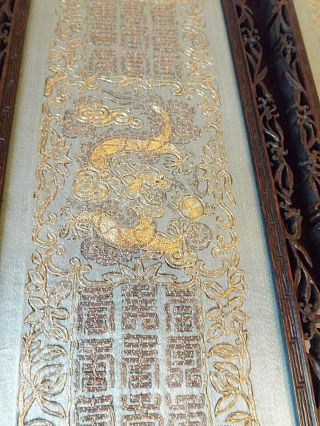 Antique Framed Chinese Gold Braid Embroidered Silk Robe Cuffs 5