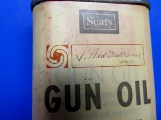 Rare SEARS Roebuck Re - Label Ted Williams Signed Gun Oil Can 3 oz Handy Oiler 3