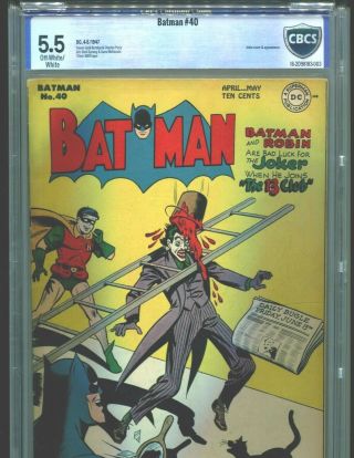 Batman Comics 40 Cbcs 5.  5 Ow/white Pages 1947 Cgc Classic Joker Cover And Story
