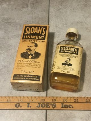 Vintage Sloan’s Liniment Bottle & Box With Paper Label